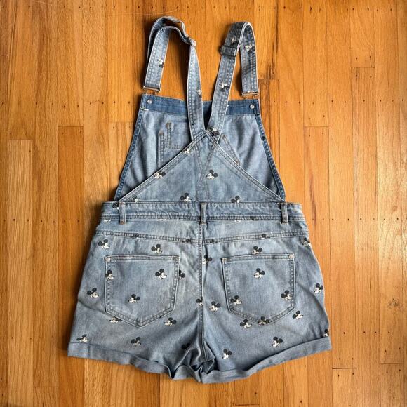 Disney Parks Mickey Mouse Denim Jean Short Overalls Size L (Juniors) - Picture 8 of 12